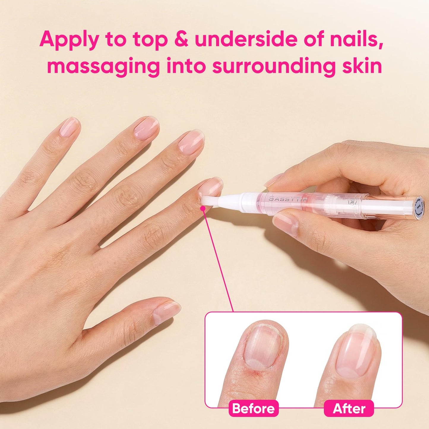 SASSYTIP Nail Strengthen Oil Pen | Fast-Absorbing Cuticle Oil with Biotin & Ginseng | For Brittle & Peeling Nails | Jasmine, Rose, Lemon Scents | Home, Office, Travel Use (Rose+Jasmine)