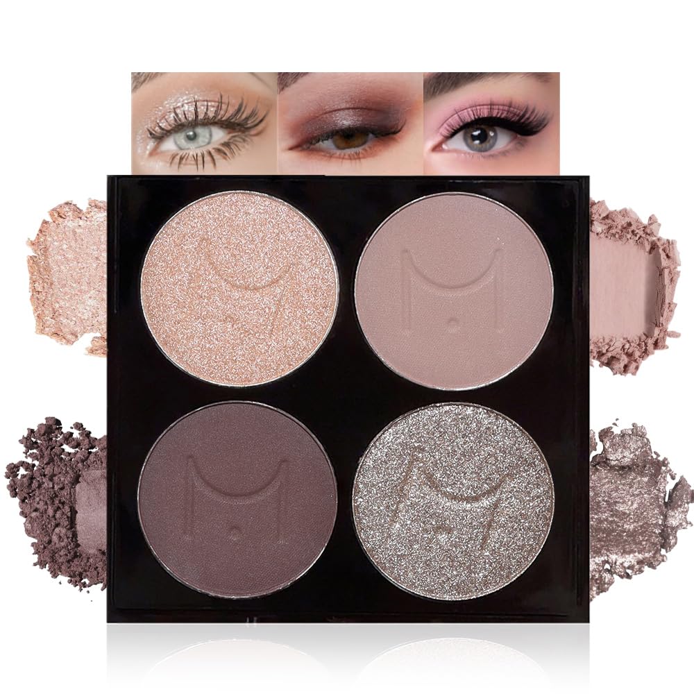Warm Neutral Nude Eyeshadow Palette - Matte & Shimmer, High Pigment | Mini Everyday Makeup for All Eye Colors