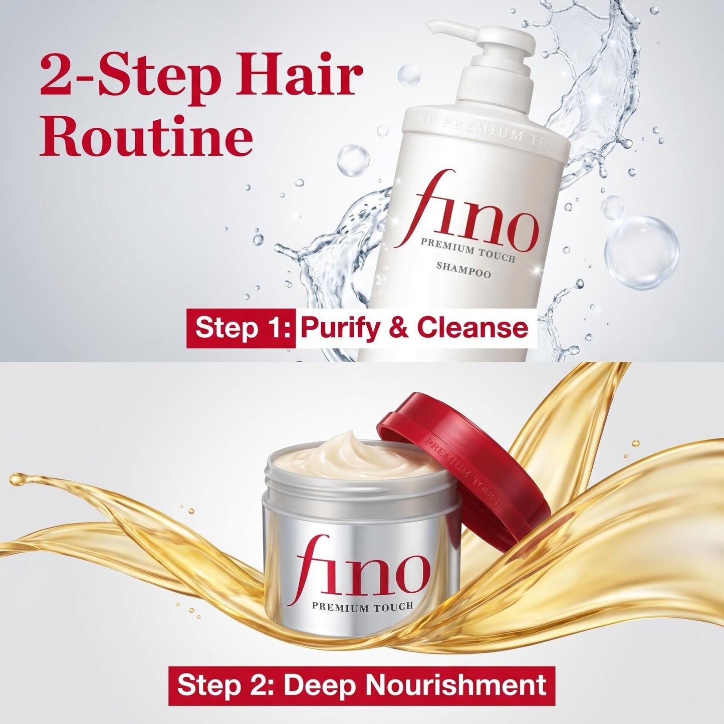 TJ SIGNATURE Fino Premium Touch Shampoo & Hair Mask Set, Royal Jelly Deep Repair & Intensive Hydrating Treatment for Frizzy, Dry, Damaged Hair, Anti-Breakage Japanese J-Beauty Bundle (550ml + 230g)