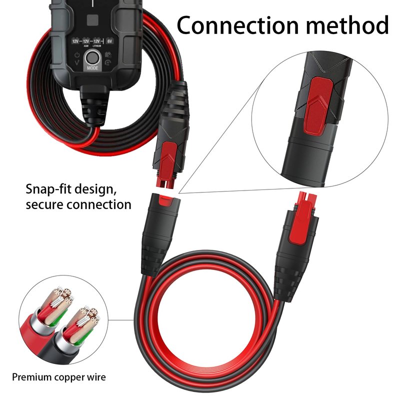BOEEA GC004 X-Connect Extension Cable Accessory Compatible with NOCO Genius Smart Battery Chargers, 10Ft Automotive Wires Harness Replacement Cord