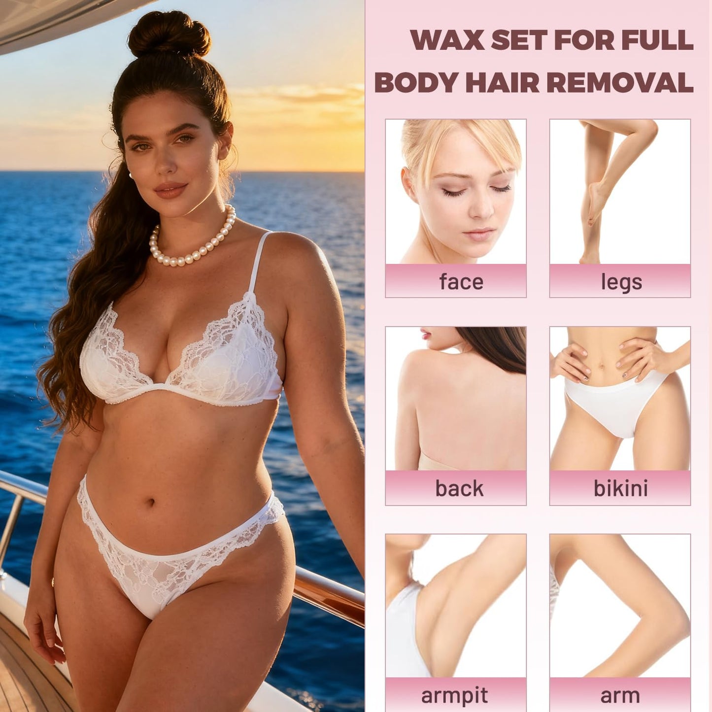 Auperwel Wax Beads Coarse Hair Formula, 10.5oz/300g Painless Hard Wax Beads for Hair Removal and Senstive Skin, Waxing Beads for Face, Eyebrow Brazilian Bikini Waxing with 10pcs Sticks(Aloe Rose)