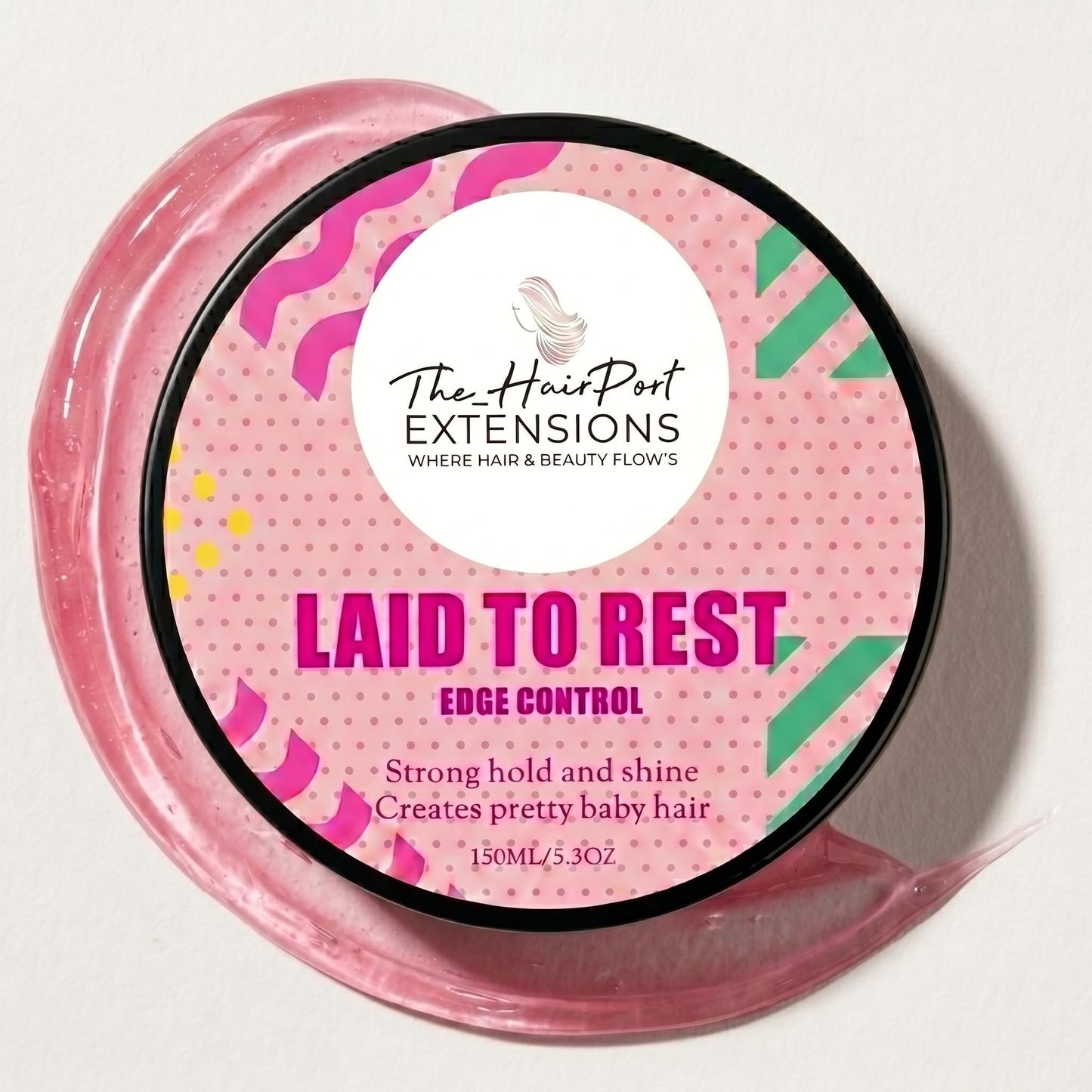 The Hairport Extensions Laid to Rest Edge Control Gel for 4C Kinky Coily Hair, Extra Hold Edge Gel, High Hold Braiding Formula, Smooth Baby Hair, No Residue, No Frizz, Long Lasting - 150ml