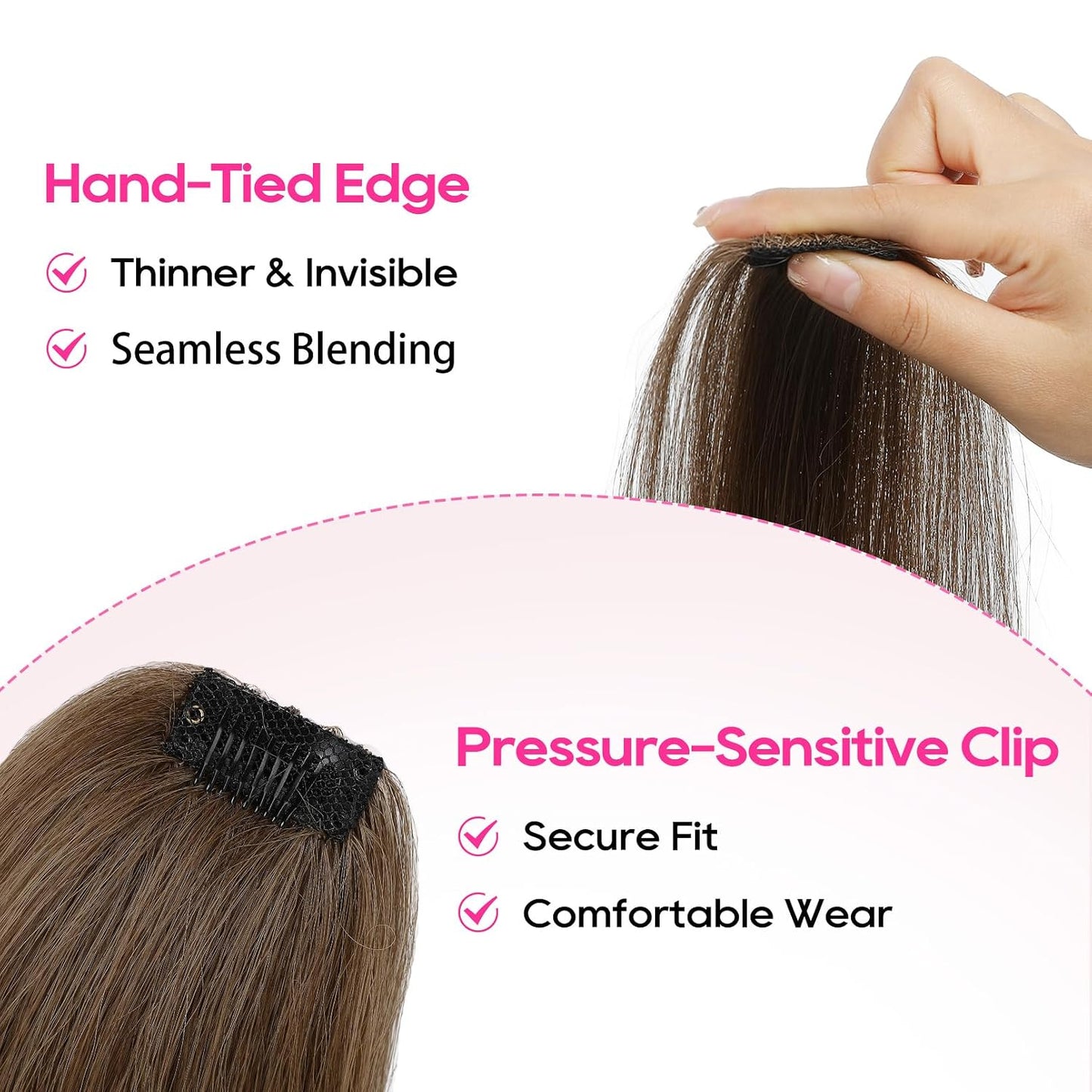 Clip In Hair Volumizer - 12 Inch Thick Hairpieces for Extra Volume | Ginger Brown 2PCS