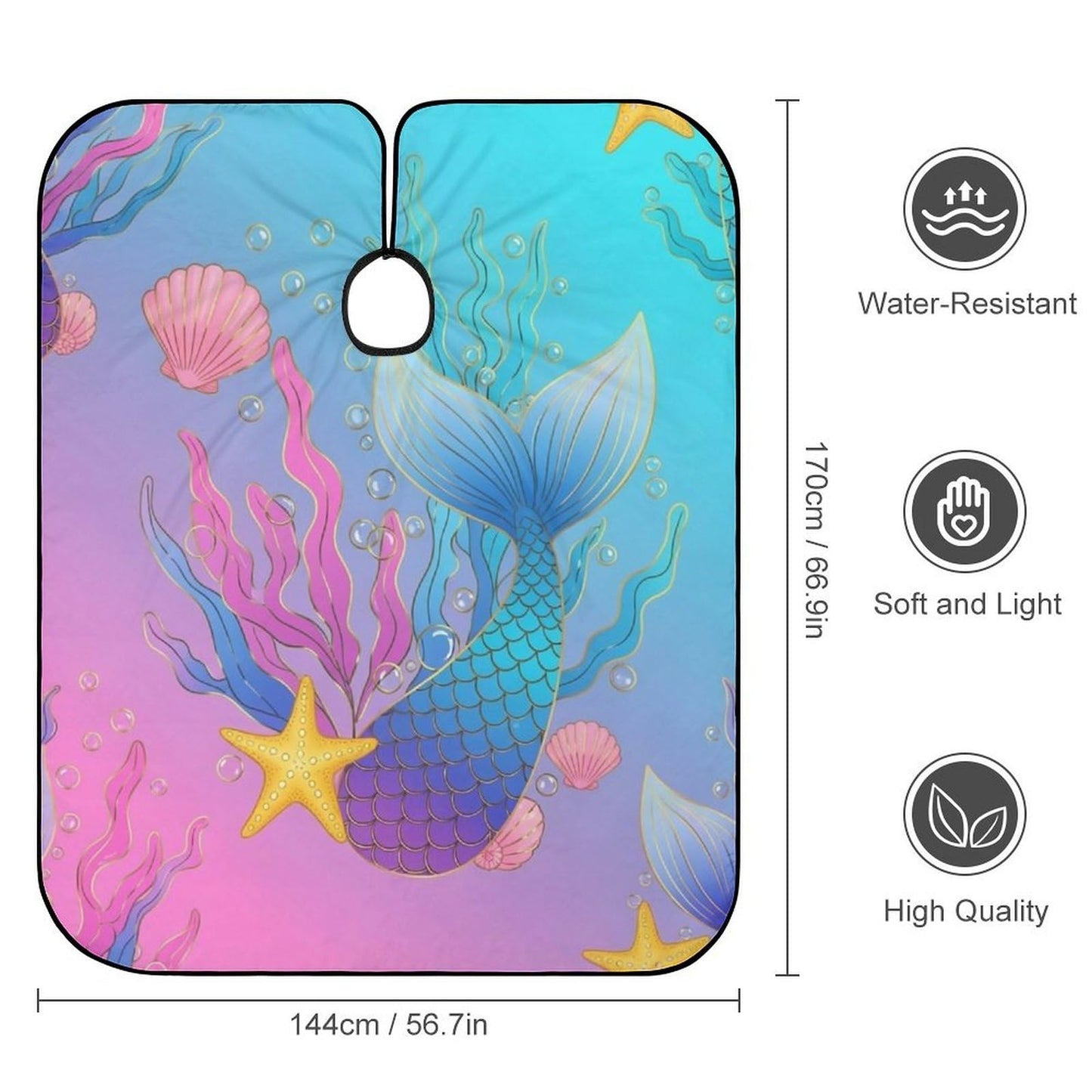 Professional Hairdressing Cape Large Unisex Barber Cape with Adjustable Closure Mermaid Tail Scale