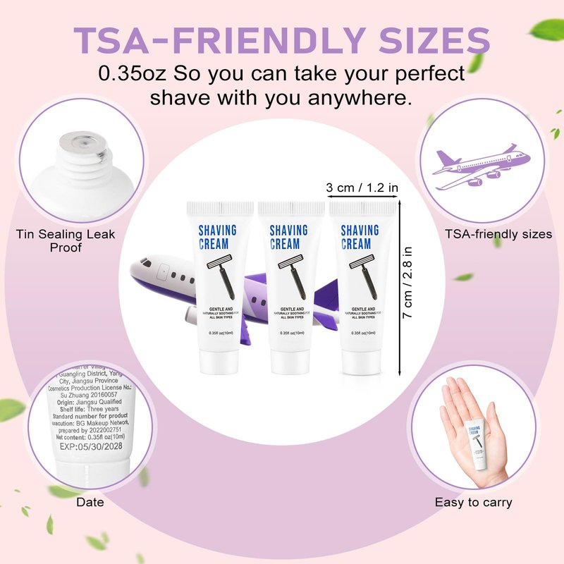 50 Shaving Cream Bulk Travel 10ml/0.35fl oz,Disposable Shaving Cream in Bulk Travel Shave Cream for Hotel Homeless,Verbena