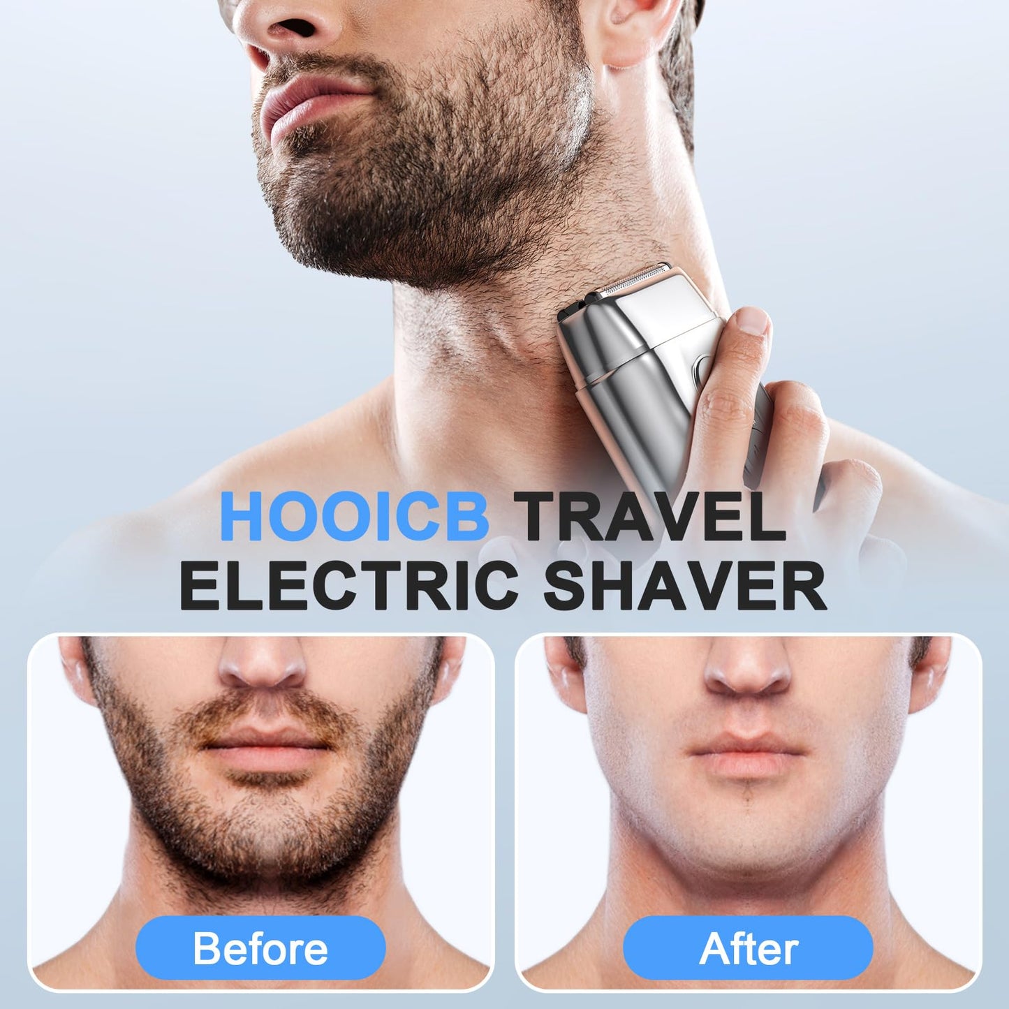 HOOICB Electric Foil Shavers for Men, Mini Electric Razor with LED Display, IPX7 Waterproof Wet Dry Beard Trimmer Grooming Kit for Travel