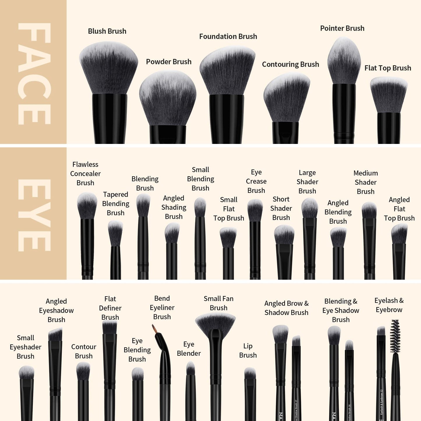 MAANGE Makeup Brush Set 51 PCS Professional Makeup Brushes Travel Make up Brush Kit