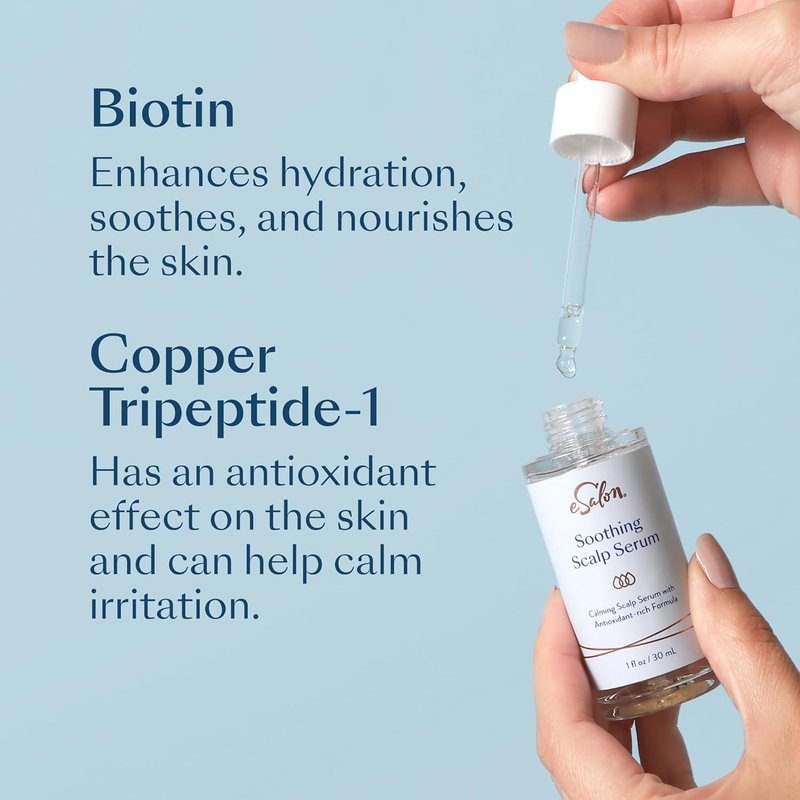 eSalon Soothing Scalp Serum - Biotin & Copper Tripeptide, Antioxidant Formula | 1 fl oz