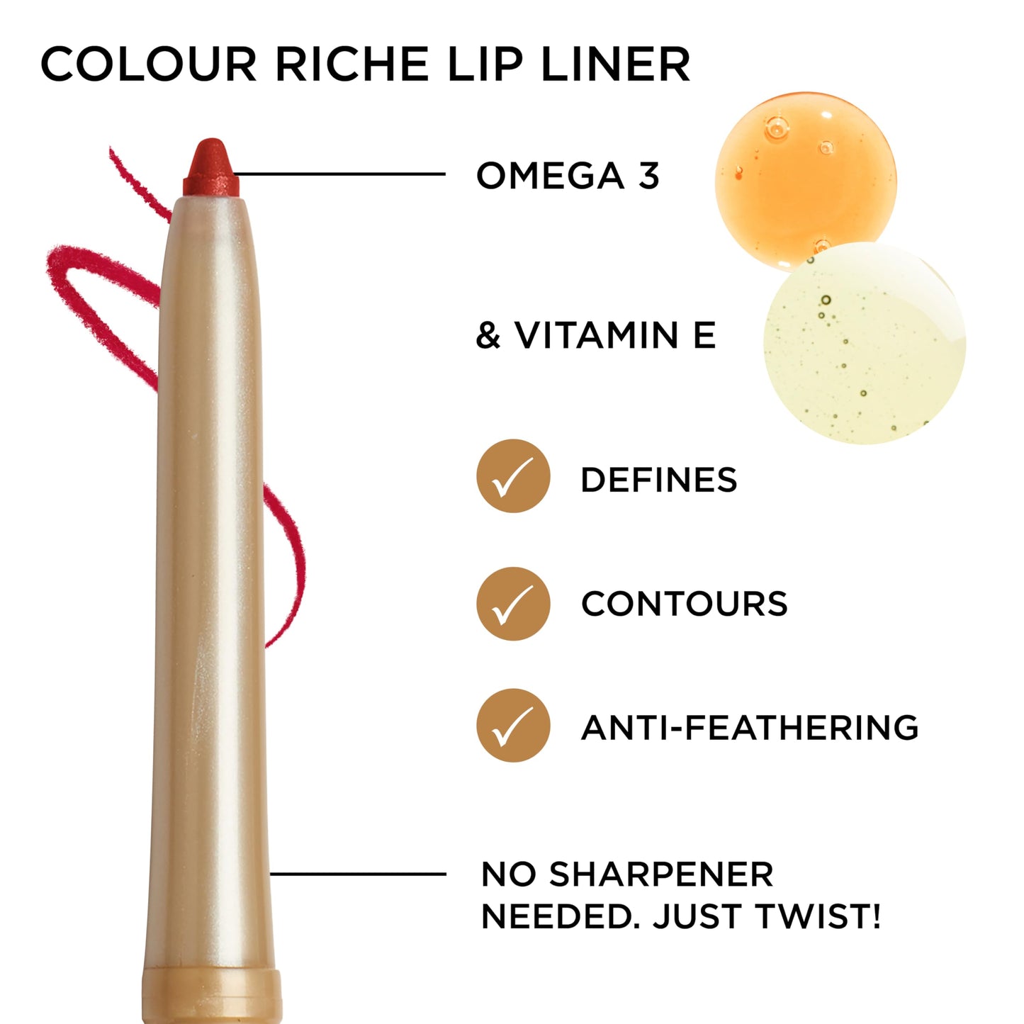 L'Oreal Paris Colour Riche Lip Liner Pencil, Creamy Lip Liner with Omega 3 and Vitamin E, 708 All About Pink (Neutral Rose Pink)