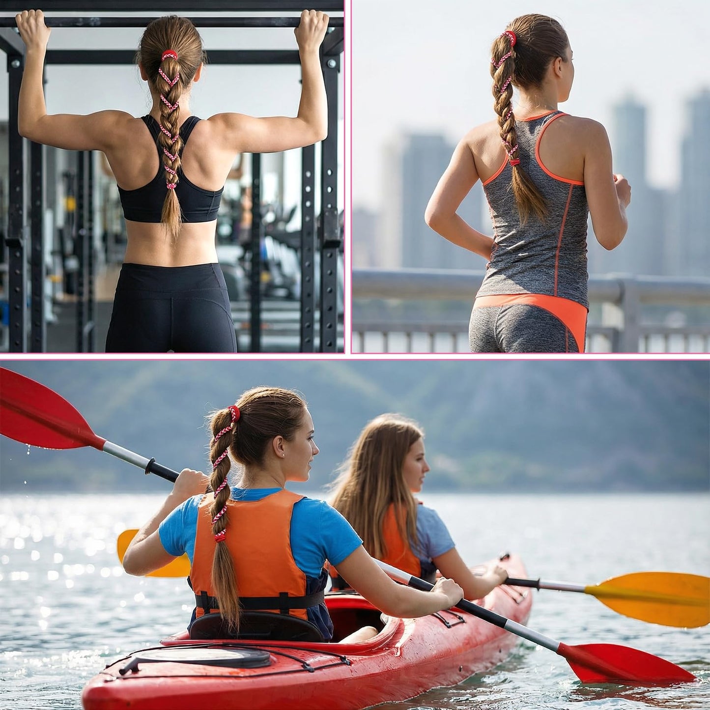 JJUNW 4Pcs Elastic Ponytail Holders for Women, Spiral Braided Hair Ties, Snag Free Coil Hair Ties for Fine Thick Curly Hair, for Swimming Sports Gym Diving Surf Motorcycle