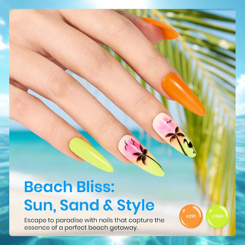 Beetles Gel Nail Polish Kit - 36 Colors Neon Yellow, Orange & Hot Pink | UV LED Soak Off Manicure Set for Women