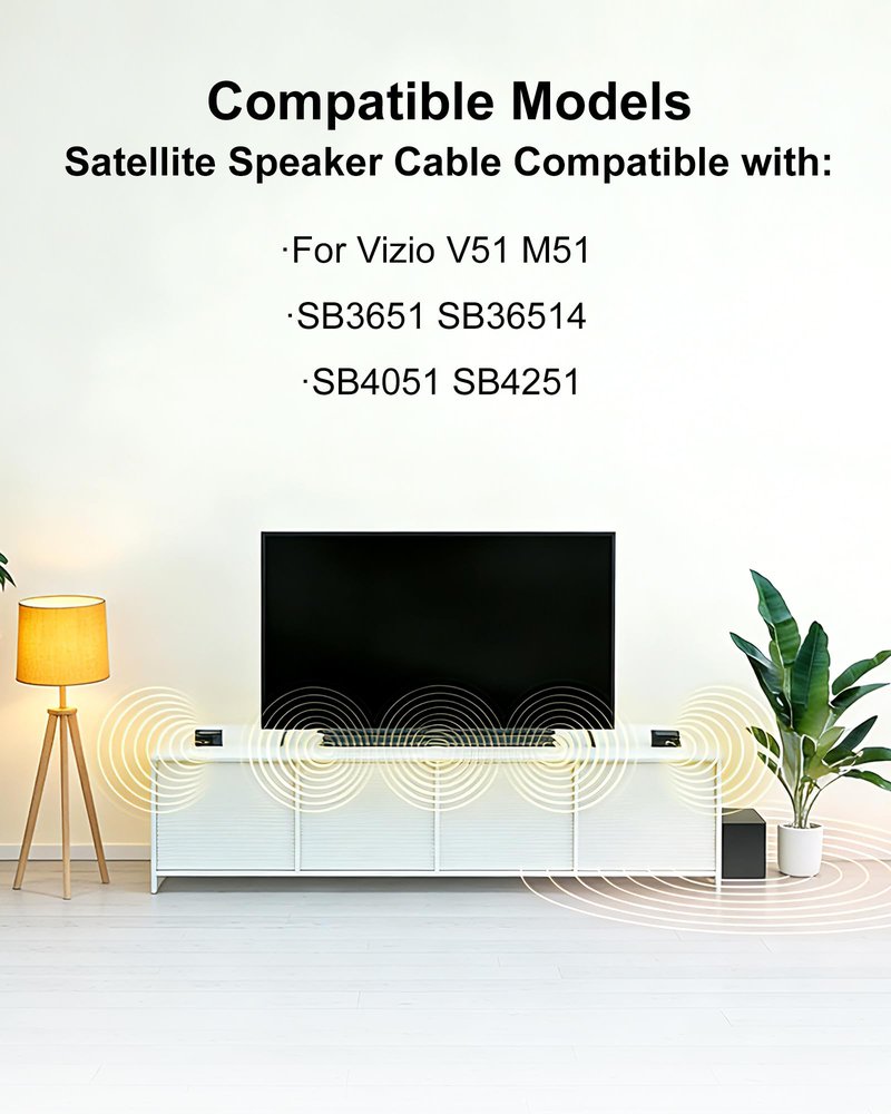 WUKUR 2Pcs Satellite Speaker Cable Compatible with Vizio V51 M51 SB3651 SB36514 SB4051 SB4251, Exact Fit Surround Satellite Replacement Cable Speaker Wire for Vizio Speaker, Length: 24.6Feet/7.5M