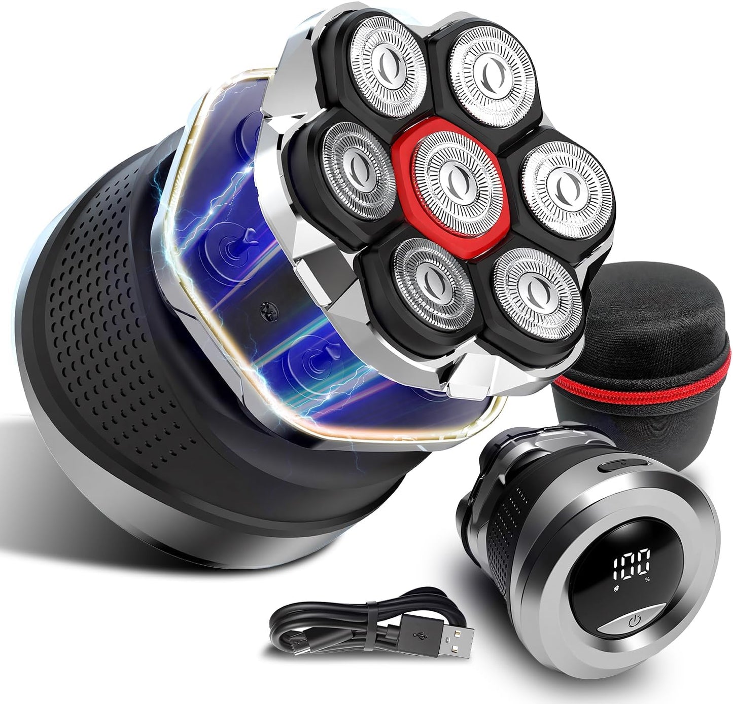 Men's Electric Rotary Shaver - 2026 7D Floating Design, IPX6 Waterproof, LED Display | Travel Case Included