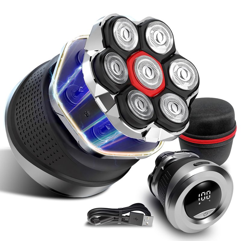 Ordele Men's Electric Rotary Shavers Bald，2026 Upgrade 7D Floating Electric Shaver with LED Display, IPX6 Waterproof, Type-C Fast Charge, Magnetic Heads, Travel Case - Ideal Men's Grooming Gift