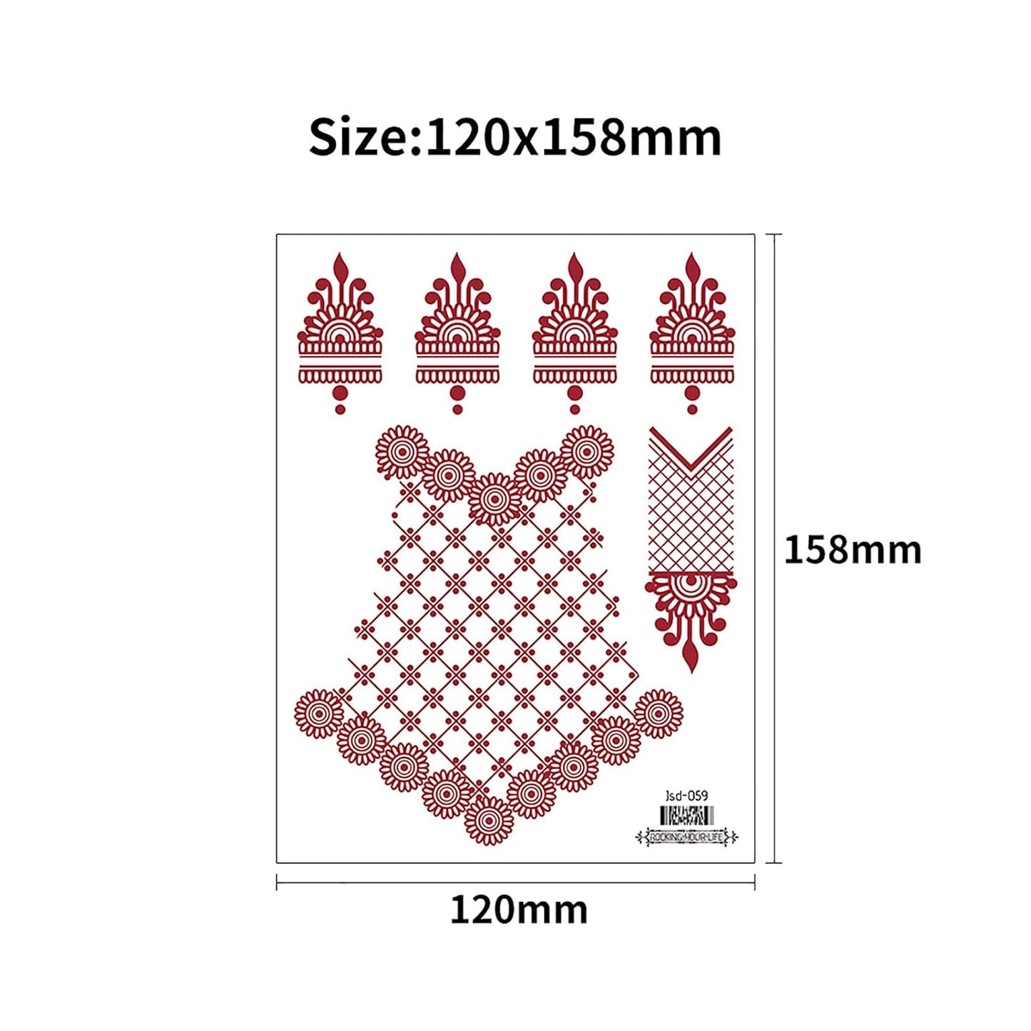 Henna Tattoos - 8 Waterproof Temporary Stickers for Women | Sexy Peacock & Lotus Designs for Parties, Halloween, Body Art