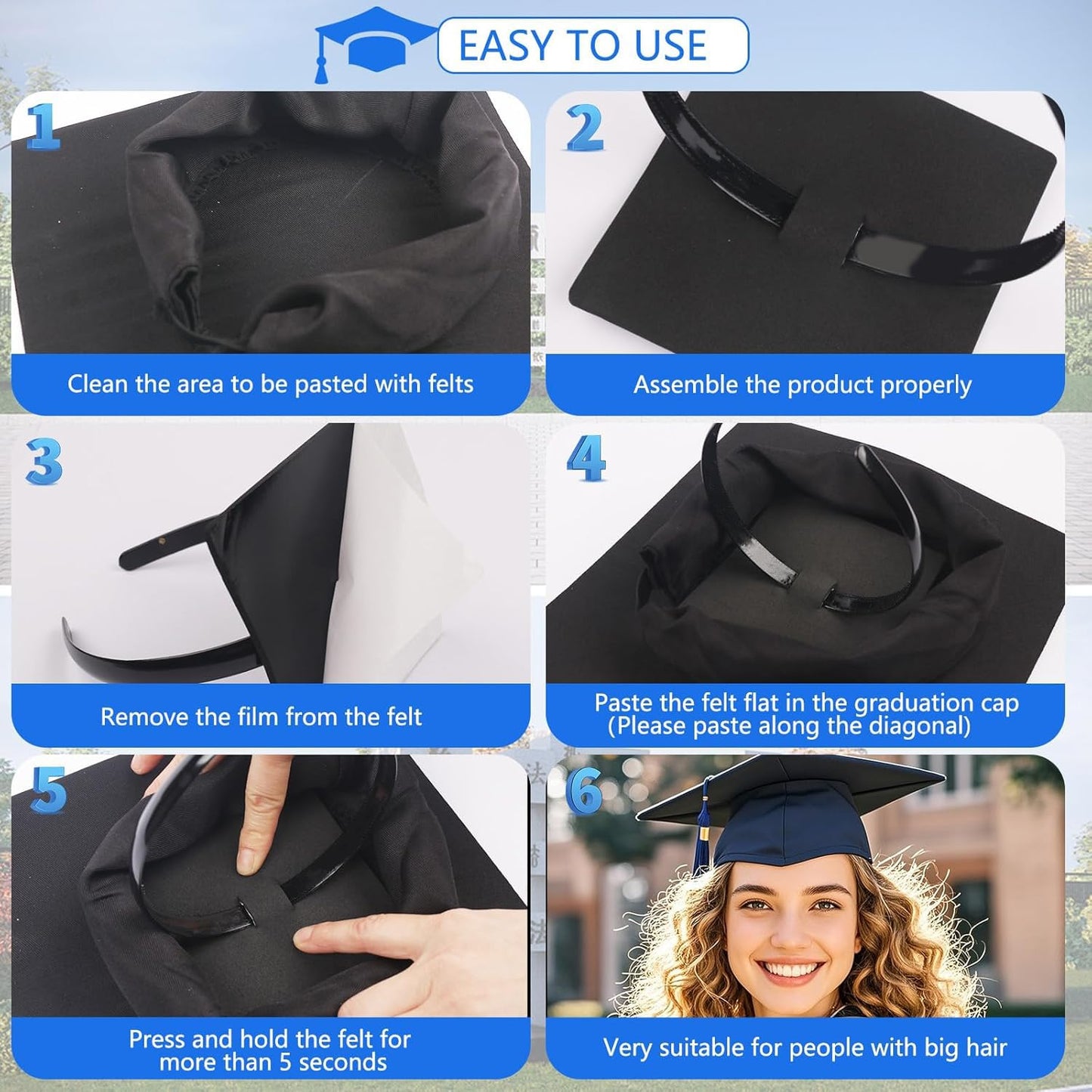Graduation Cap Headband - Secure Non-Slip Hairband for Graduates | Essential Gift for College Students