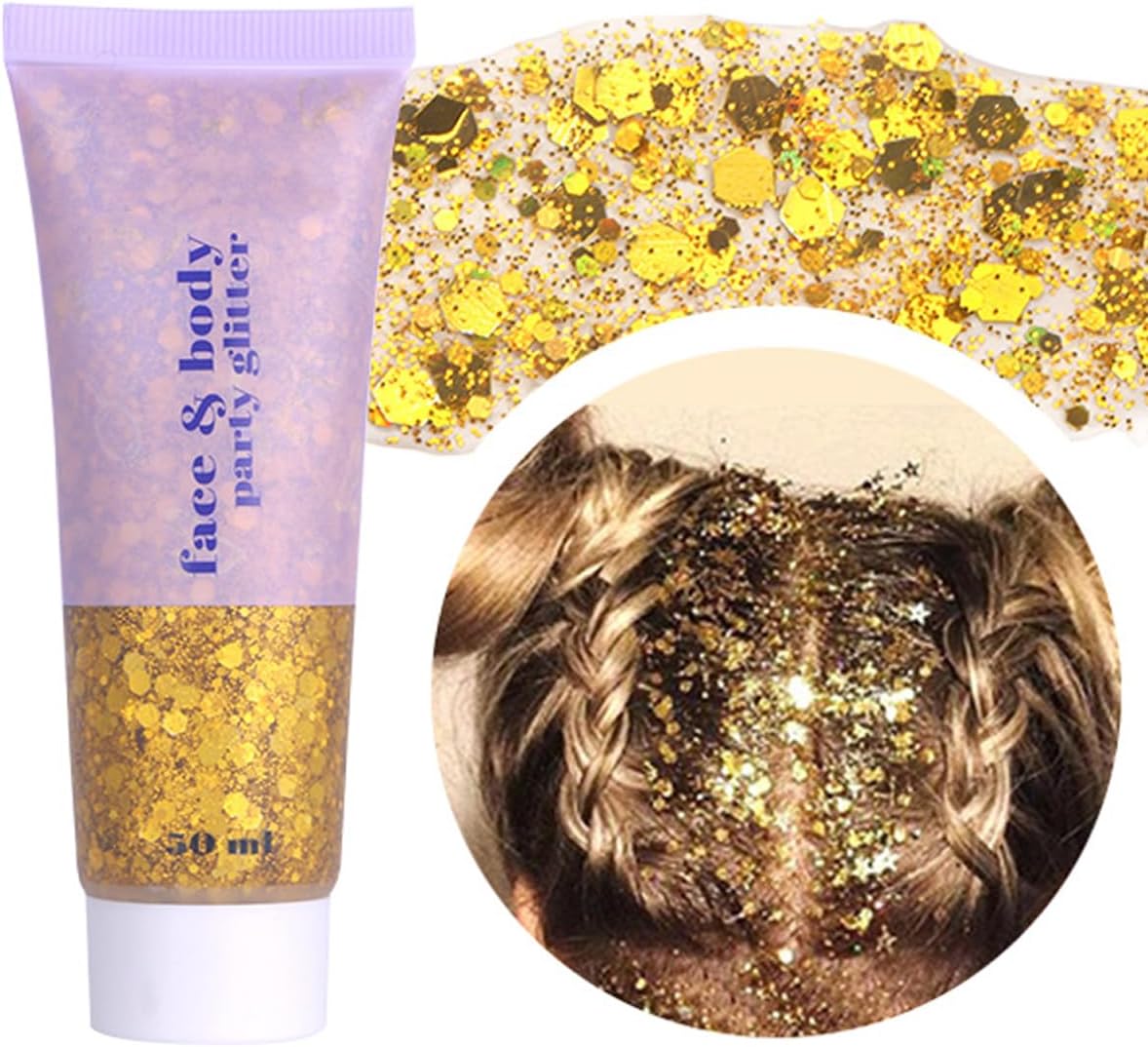 Blue Face Glitter Gel - 4th of July Body Glitter for Festivals | 50ML Sparkling Hair & Makeup