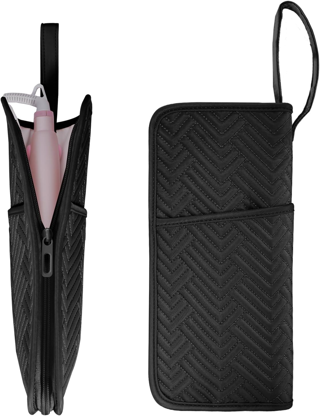 Heat Resistant Hair Tools Organizer - Portable Travel Bag for Curling Irons & Straighteners | Black