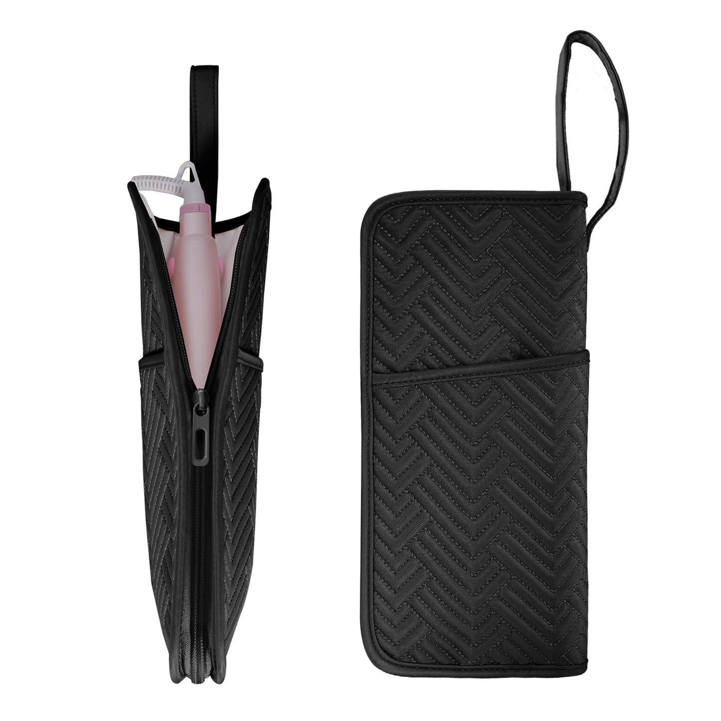 SITHON Hot Tools Holder & Mat, Heat Resistant Hair Tools Travel Bag Portable Hot Tools Organizer Cover Pouch for Curling Flat Irons, Hair Straightener and Styling Tools (Bag Only) (Black)