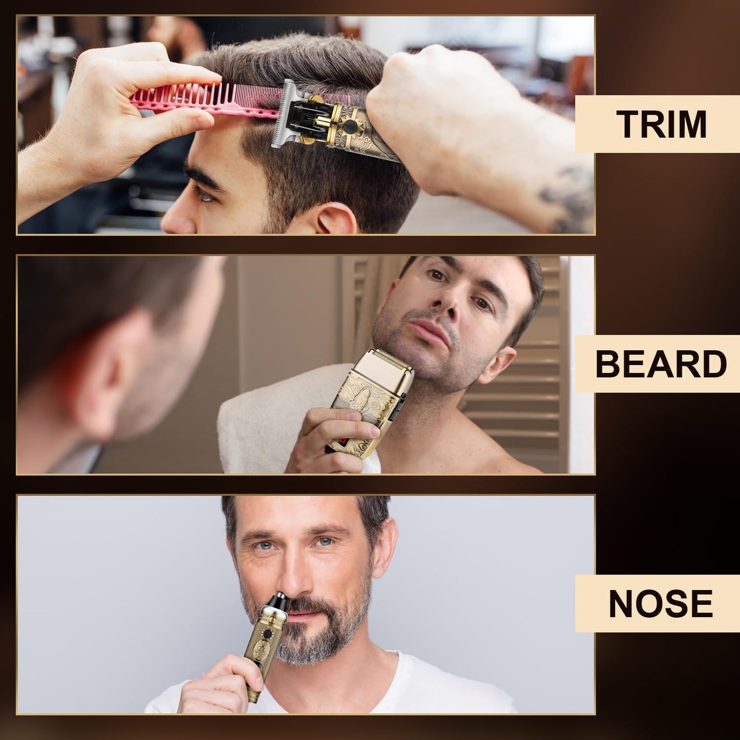 Karrte® Professional Hair Clippers for Men Hair Trimmer Barber Clippers Set Beard Trimmer Cordless Hair Cutting Grooming Haircut Kit with T-Blade Zero Gapped Rechargeable Adjustable LED Display