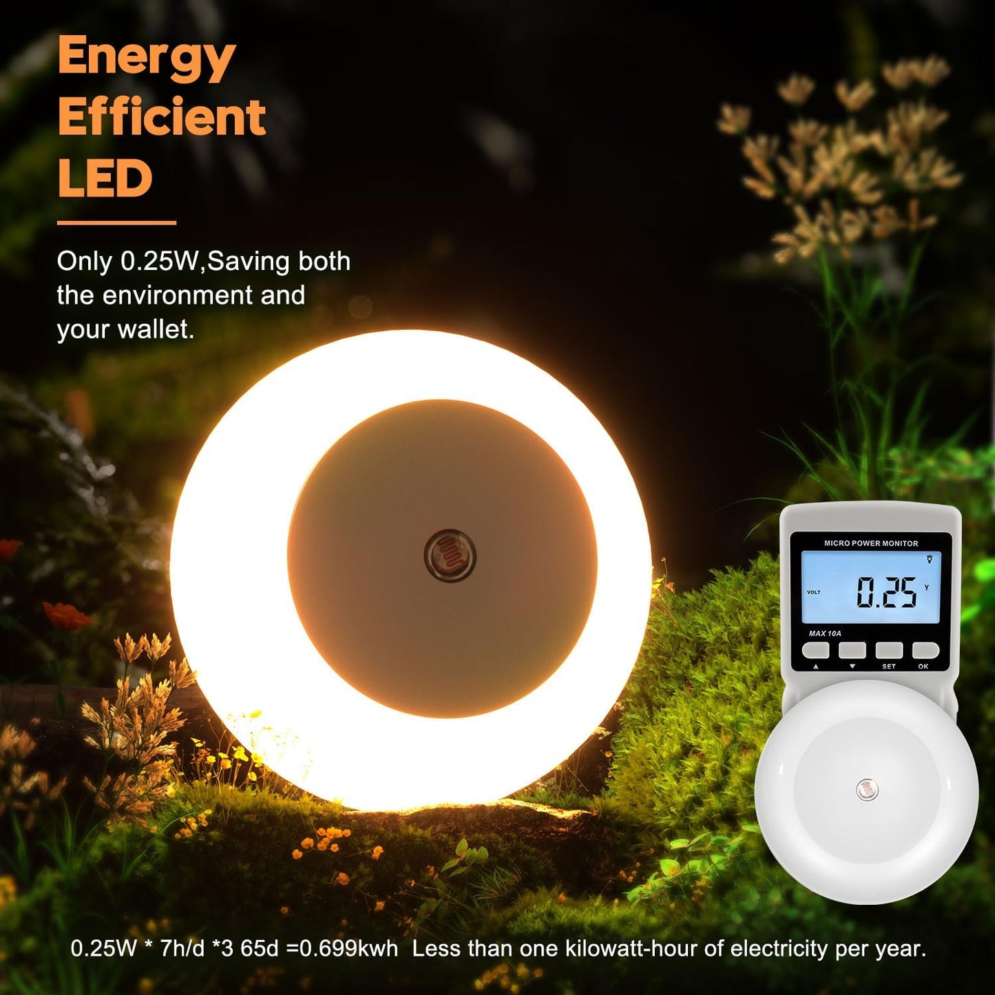 Backlit Night Lights Plug Into Wall 2 Pack, Soft White with Adjustable Brightness, for Kids Adults Nursery Bedroom Bathroom Hallway Kitchen