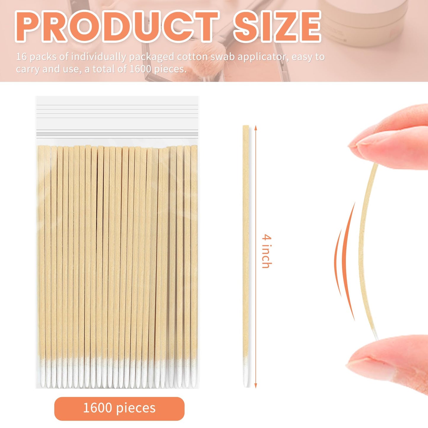 WYKOO 1600PCS Precision Microblading Cotton Swabs, 4 inch Pointed Cotton Swab, Disposable Cotton Sticks for Makeup, Cleaning Nail Polish, Eyebrow, Tattoo Permanent Supplies, Craft
