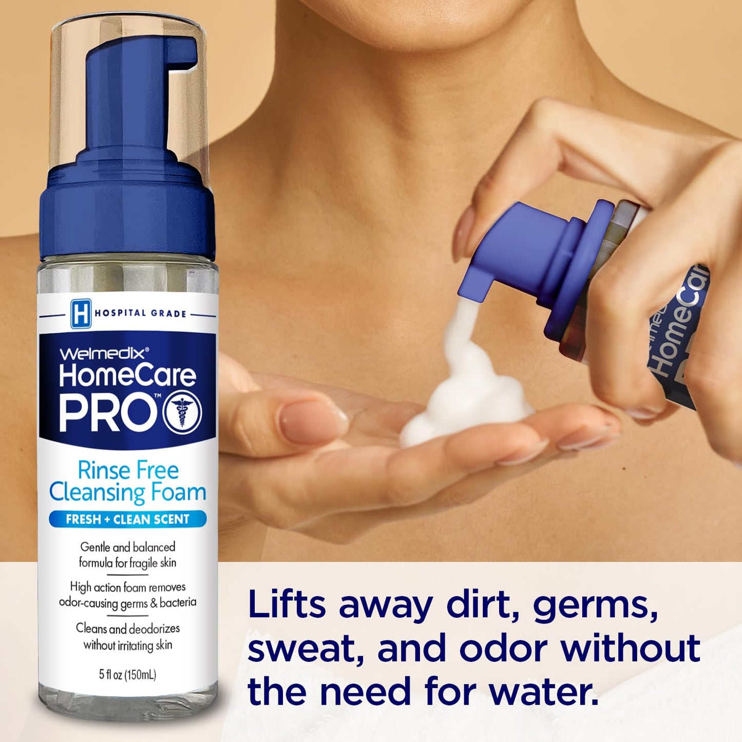 Welmedix No Rinse Cleansing Foam - Rinse Free & Waterless Body Wash
