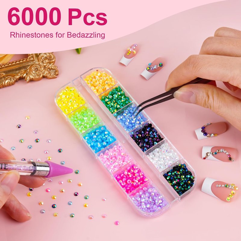 Resin Jelly Rhinestones - 6000 Pcs Multicolor 3mm Flatback Gems | DIY Crafting, Nail Art & Bedazzling