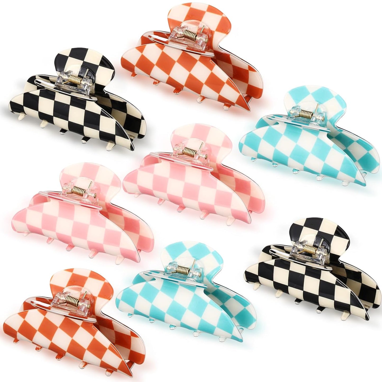 Large Acrylic Hair Claw Clips for Women - 8 Pcs Non-Slip Strong Hold | French Turquoise Color