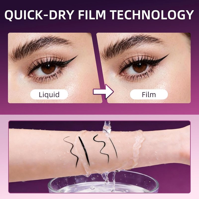 Liquid Eyeliner - Waterproof Black Eyeliner with Ultra Fine Brush | Quick Drying, Smudge Resistant, Intense Pigment, 0.042 Fl Oz