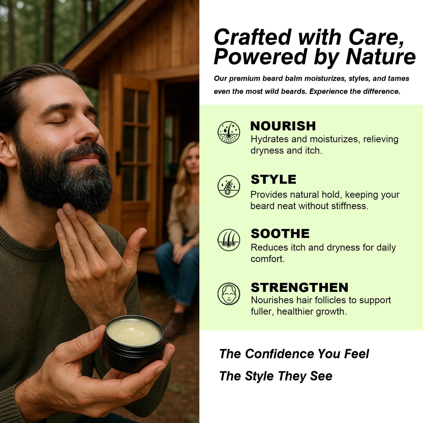 FEBOTE 4X Concentration Biotin Beard Balm for Men – Natural Men's Grooming Butter with Castor, Shea & Jojoba Oil – Softens, Conditions & Styles – Non-Greasy Beard Growth Conditioner – 2 oz (Citrus)