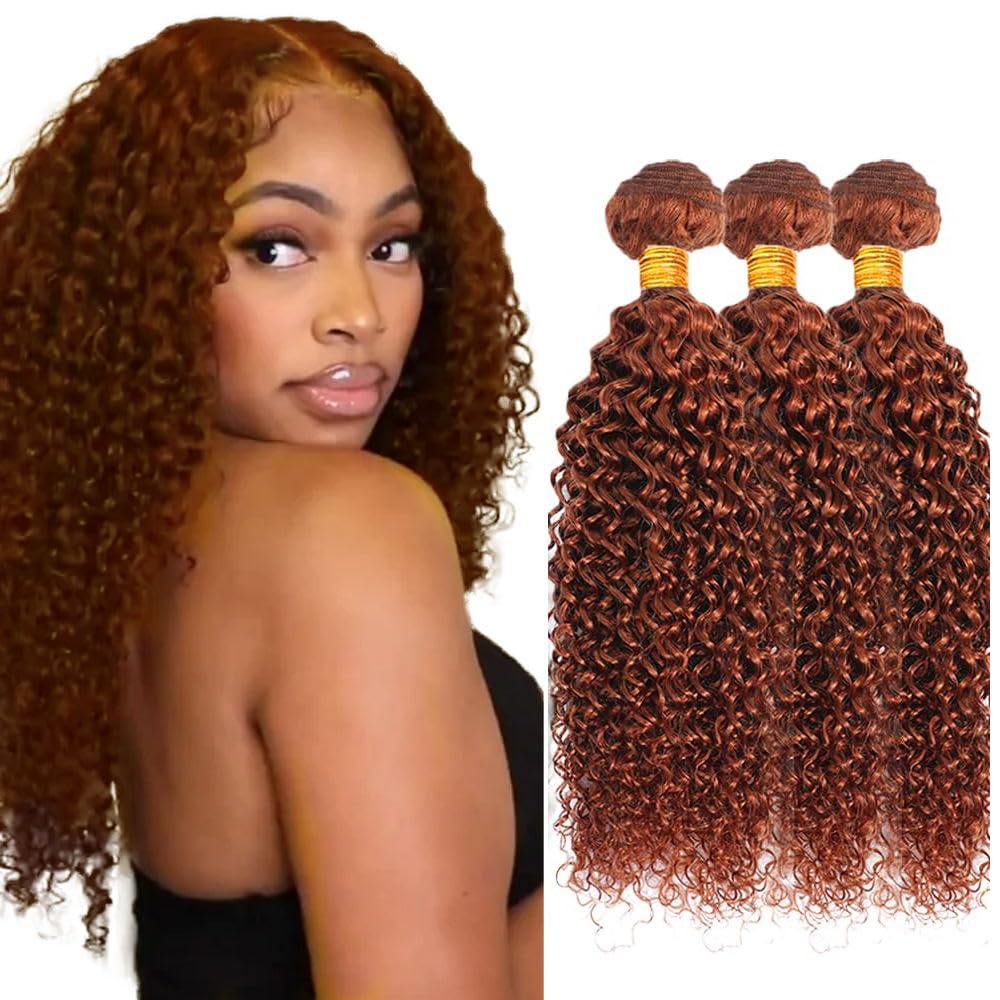 Reddish Brown Bundles Human Hair #33 Bundle 18 20 22 Inch Copper Brown Bundle Kinky Curly Human Hair Bundles 300g