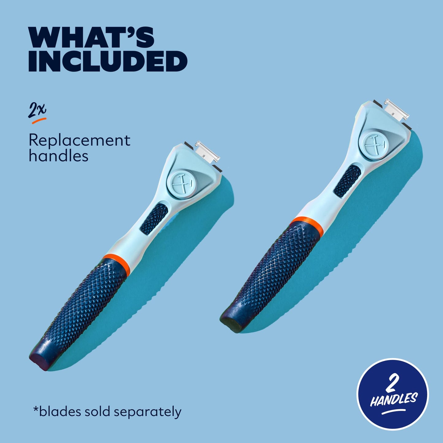Dollar Shave Club | Razor Handle (2 Pack) Blue | Replacement Razor Blade Handles | Not Compatible with Other Razor Brands