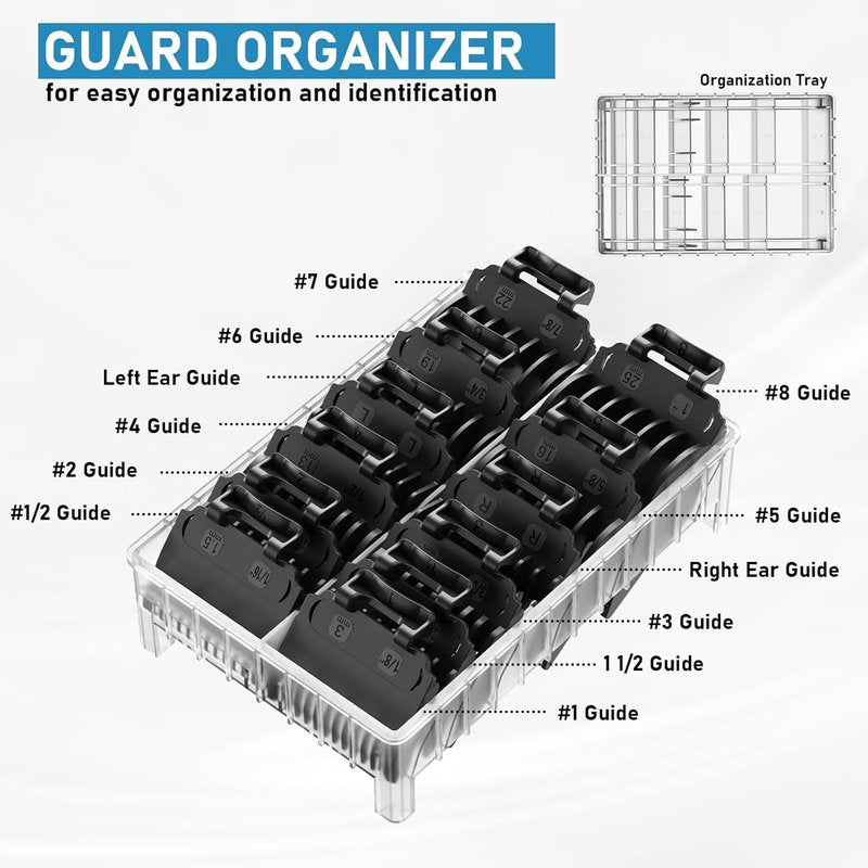 Professional Hair Clipper Guards Set - 14-Piece Replacement Guides Compatible with Wahl Clippers | 1/16" to 1" Sizes, Black