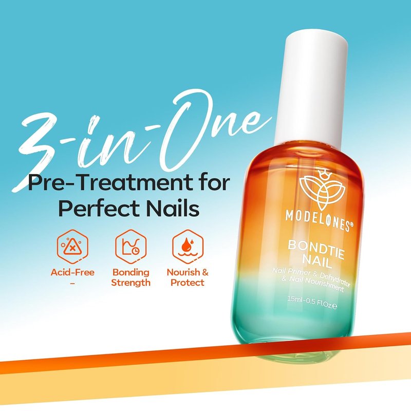 Modelones Nail Dehydrator & Primer - 3-in-One Vitamin A, E & Keratin Prep for Acrylic & Gel Nails