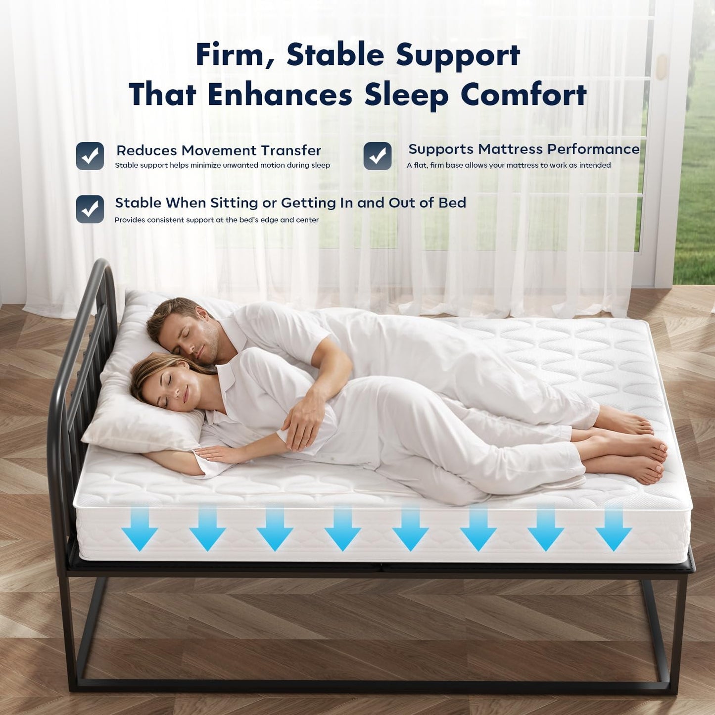 BedBro California King Bunkie Board 10mm (72" x 84") – Black Under Mattress Support, Anti-Sag & Noise-Free, Breathable Low Profile Bed Board for Metal Frame, Platform & Slatted Beds