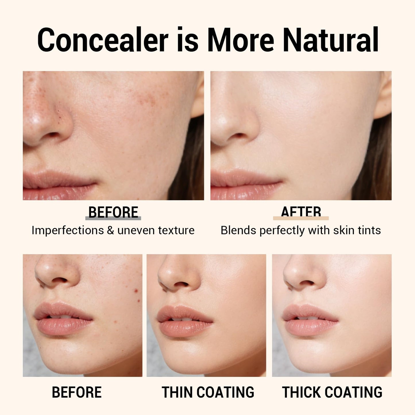 Blanc Cover Cream Stick, Korean Color-Changing Foundation Stick Full Coverage Base Concealer Makeup Dual-Ended with Detachable Brush for a Flawless Look (Natural)