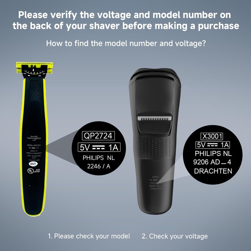 NFGEKT 5V Charger Fit for Philips Norelco OneBlade QP2724 MG5910, USB Charging Cord Fit for Wet & Dry Shavers & Trimmers, Compatible with Philips 2000 3000 7000 Series QP2834 MG7910 MG9510 Shavers