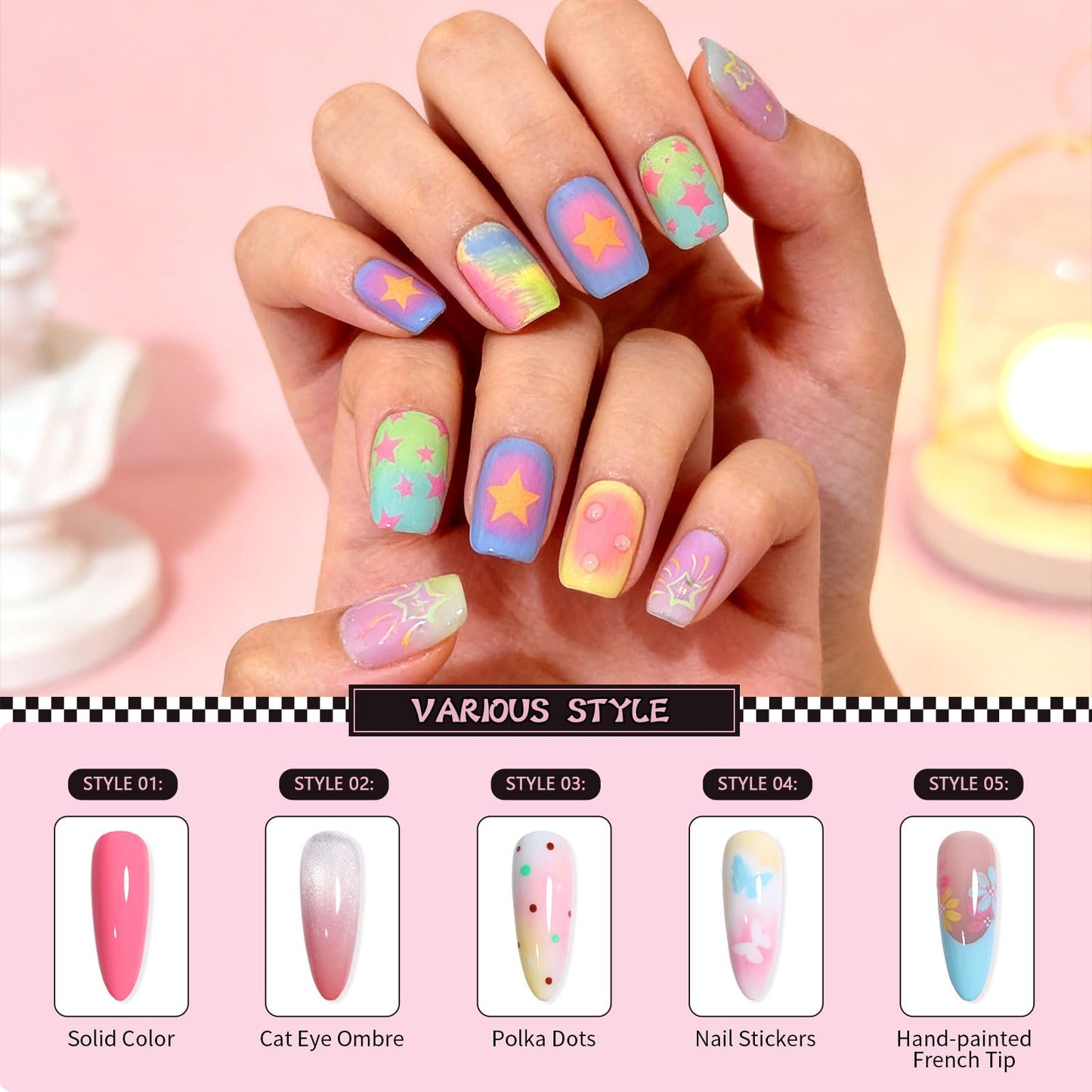 GELLAKTIK 12 Color Patting Nail Gel Polish Kit, Ombre Painting Gel Palette with Brush & Silicone Patting Pen & Nail Art Stickers - UV/LED Curing for Gradient Nails, Beginner Friendly DIY Manicure Set