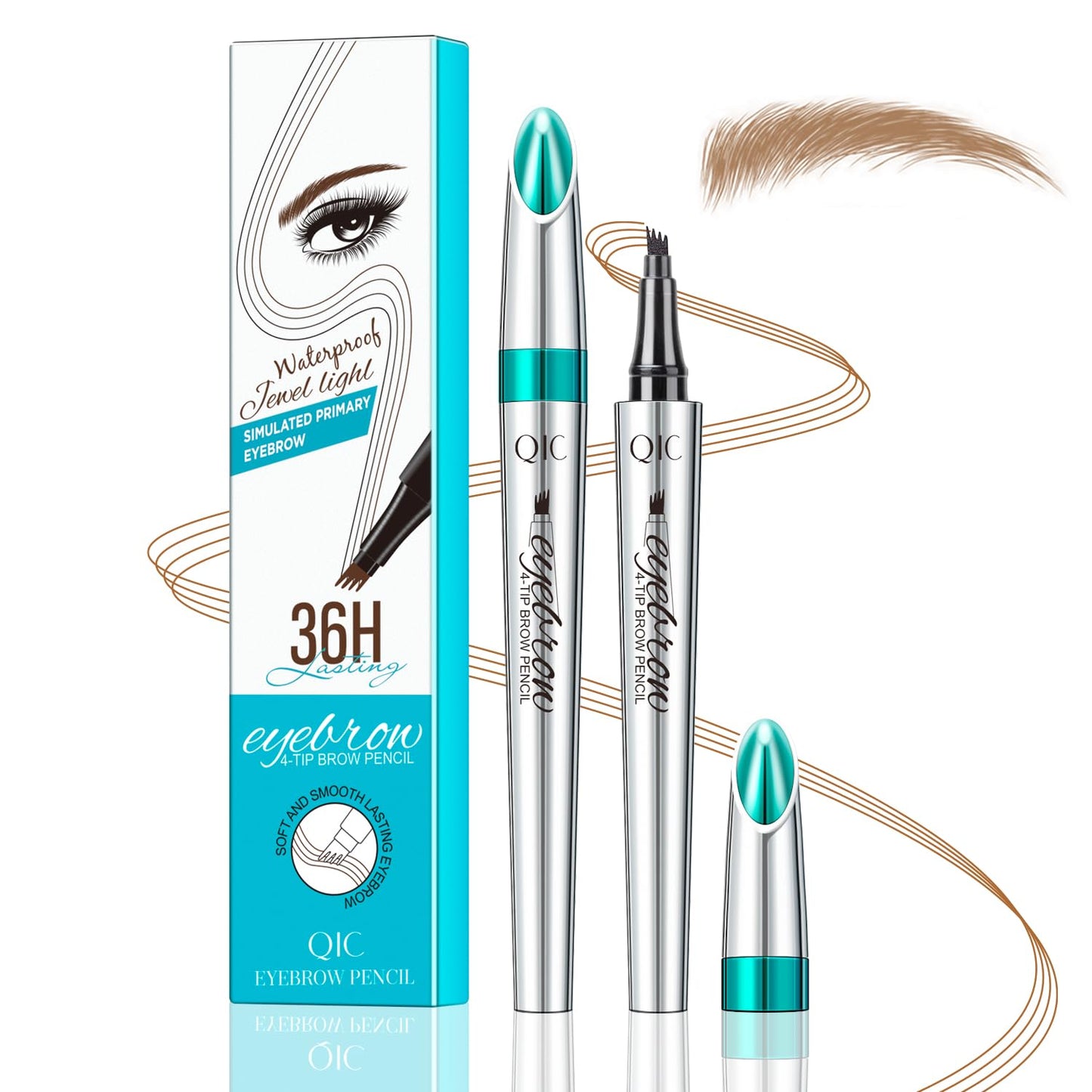 Microblading Eyebrow Pencil - Waterproof Faux Brow Pen for Natural Hair-Like Finish | Light Brown