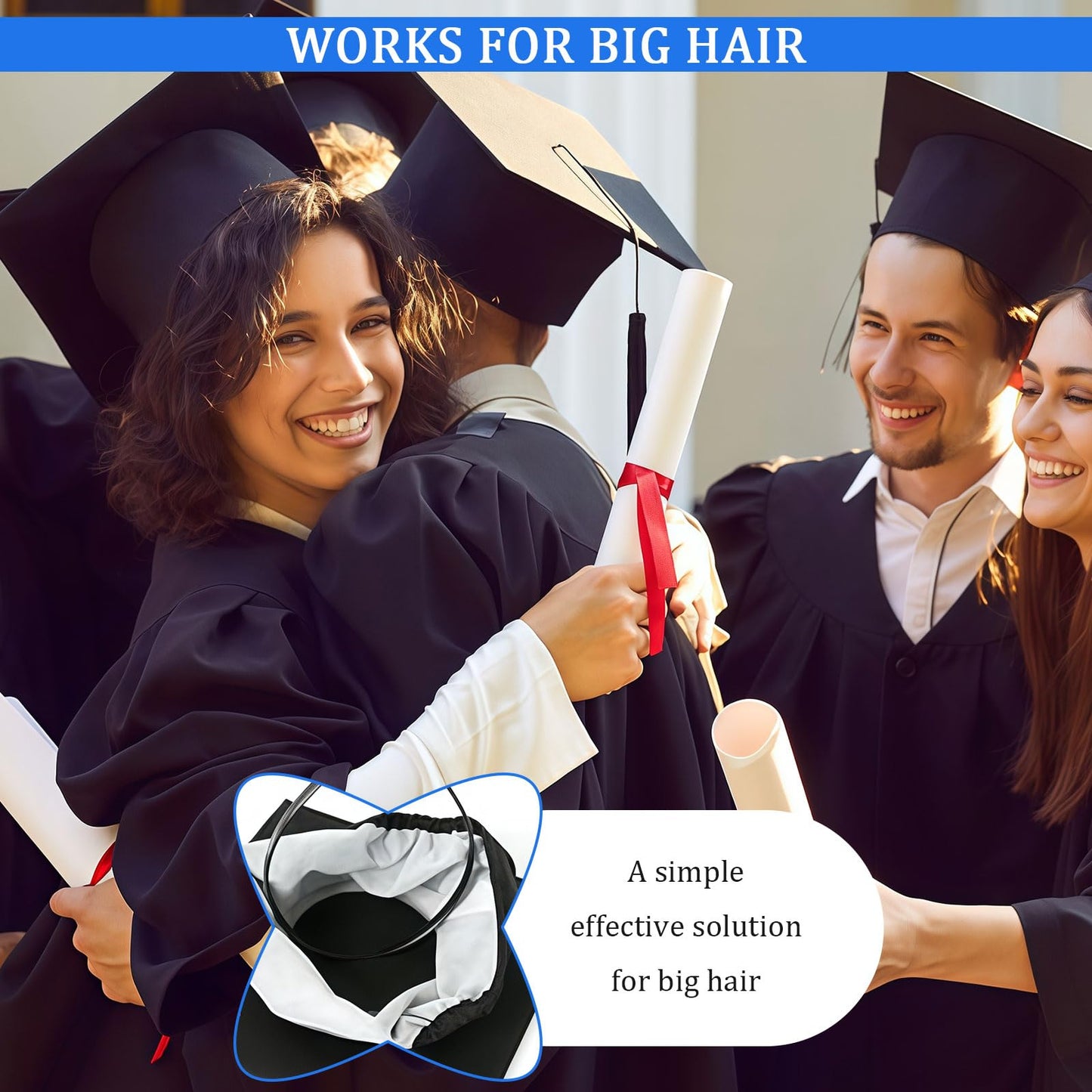HIFANMM Graduation Cap Headband Insert, Holder Clip Secures Grad Cap for Students, Upgrade Graduation Hat Headbands, Keeps Hairstyle Intact, Hat Accessories for Graduates Non Slip Head Band 1Pcs