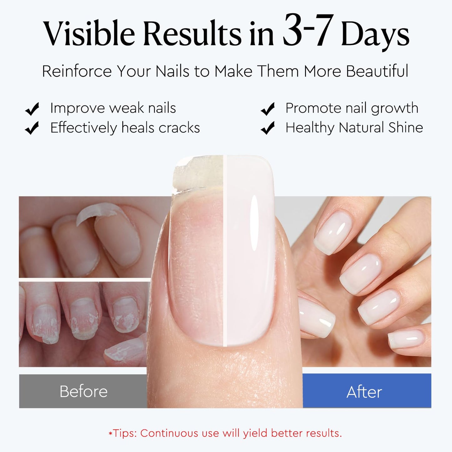AzureBeauty 18ml Nail Strengthener and Growth, Milky White Nail Polish