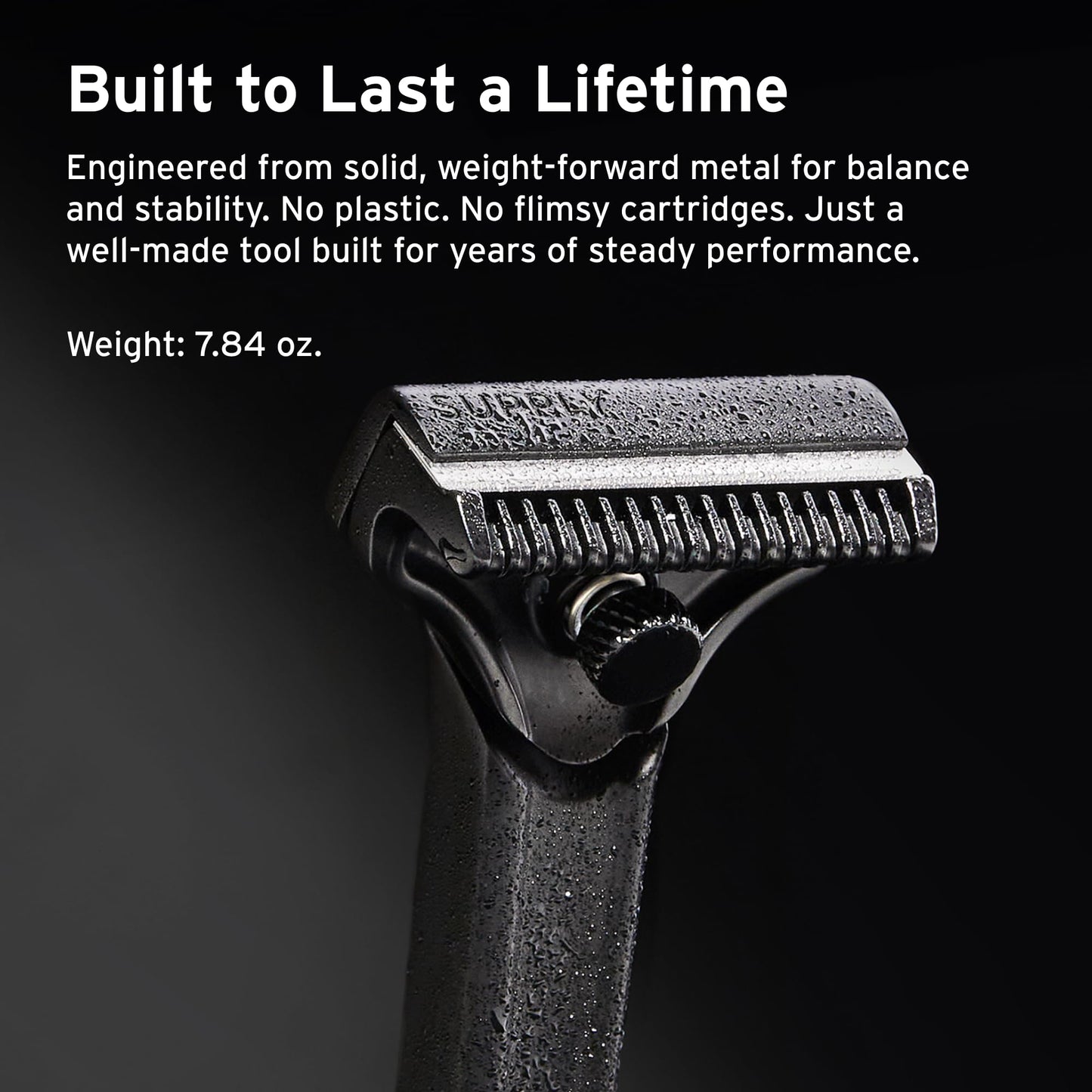 SUPPLY Single Edge SE Razor for Men – Premium Metal Razor with Nick-Guard Safety Bar for an Easier, Low-Irritation Single-Blade Shave – Includes 8 Japanese Injector Blades – Matte Black