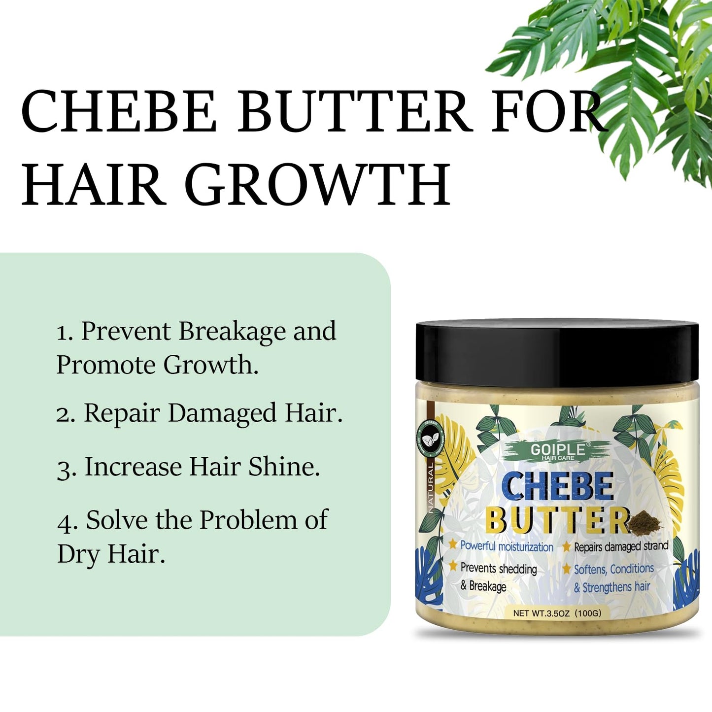 WOZUTUNT Chebe Butter For Hair Growth, Chebe Hair Butter Grease, Deep Moisturization, Thickening, Hair Growth Treatment, Unisex Adult, Yellow, 3.5 Ounce