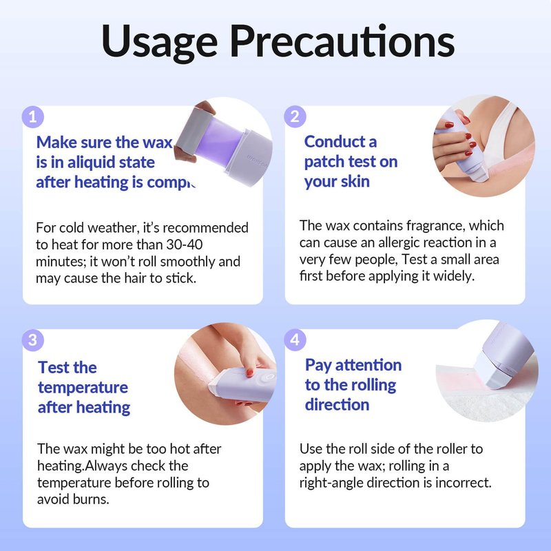 Waxfans Smart Wax Roller Kit – Roll-On Wax Kit for Women & Men, At-Home Waxing Kit for Body & Legs Hair Removal, Includes 2 Wax Refills & 50 Wax Strips, Easy & Smooth (Purple)