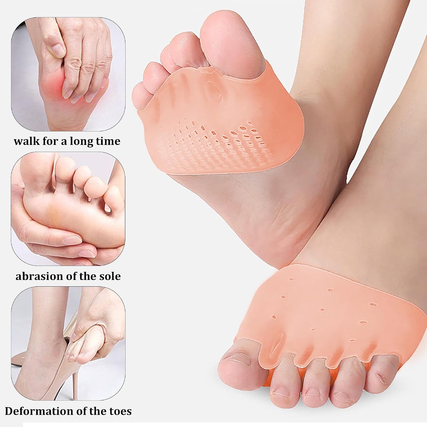 Silicone Toe Separators - Breathable Soft Gel Spacers for Overlapping Toes | 4 Pairs (Yellow)