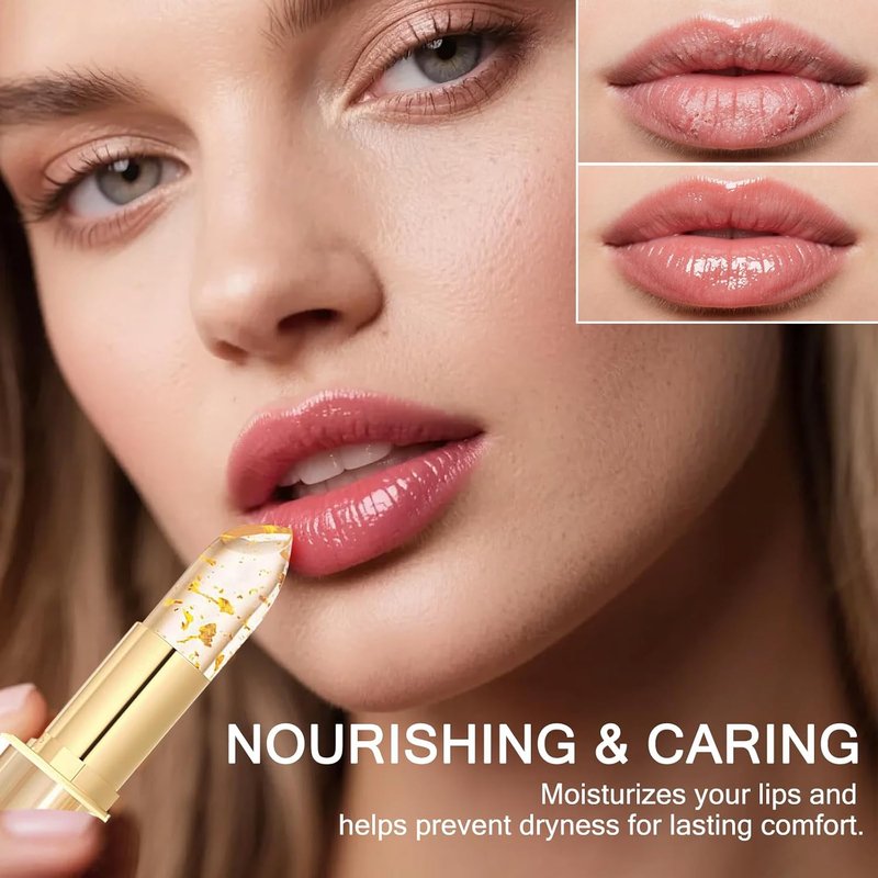 Color Changing Lipstick for Women - Long-Lasting, Transfer-Proof & Moisturizing | Clear Gold Foil Finish