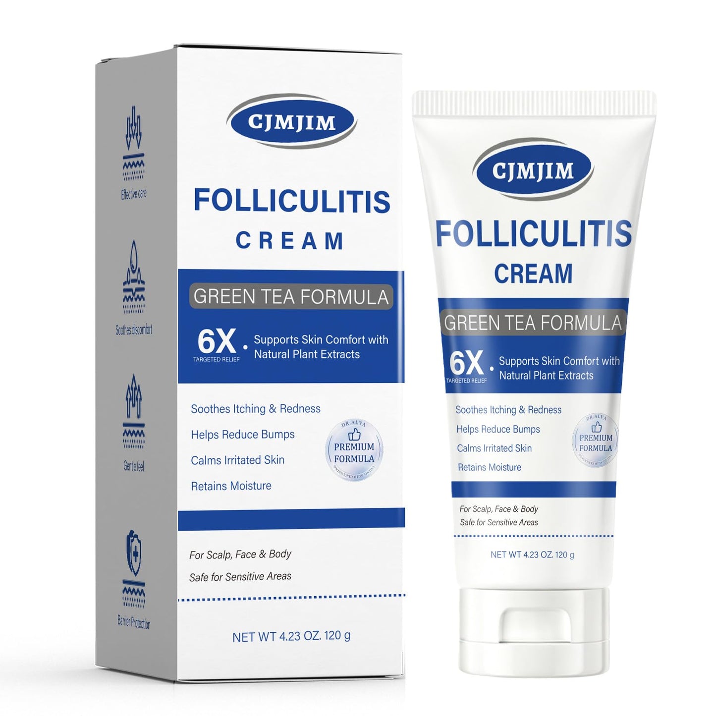 Folliculitis Care Cream for Body & Scalp - Formula for Razor Bumps, Ingrown Hairs & Skin Bumps on Face, Butt, Back - 120g (02)