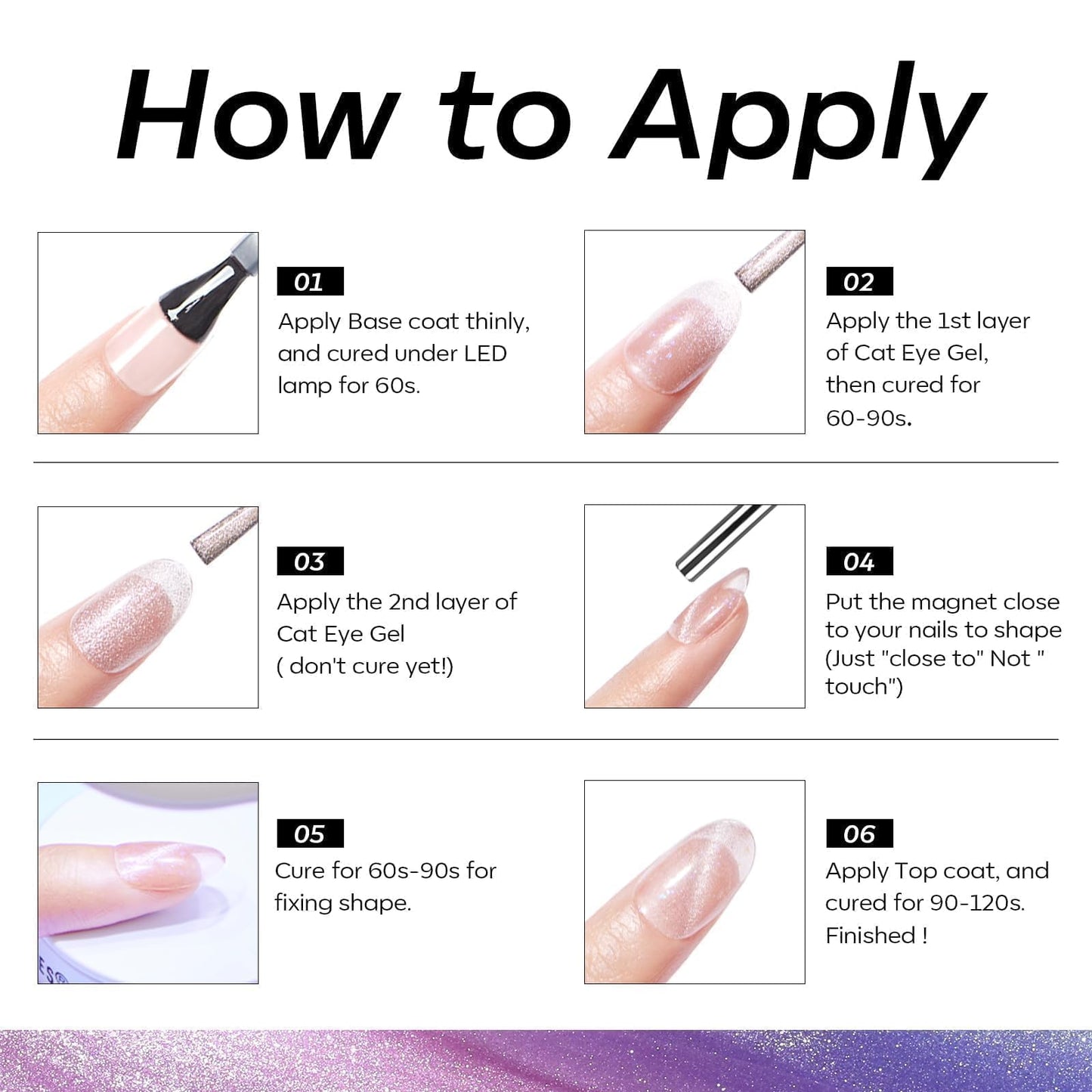 modelones 9D Magnetic Cat Eye Gel Nail Polish, Holographic Blue Purple Rainbow Shimmer, 15ML UV LED Soak Off Gel Manicure Design - Reflective Top Coat for Women & Girls