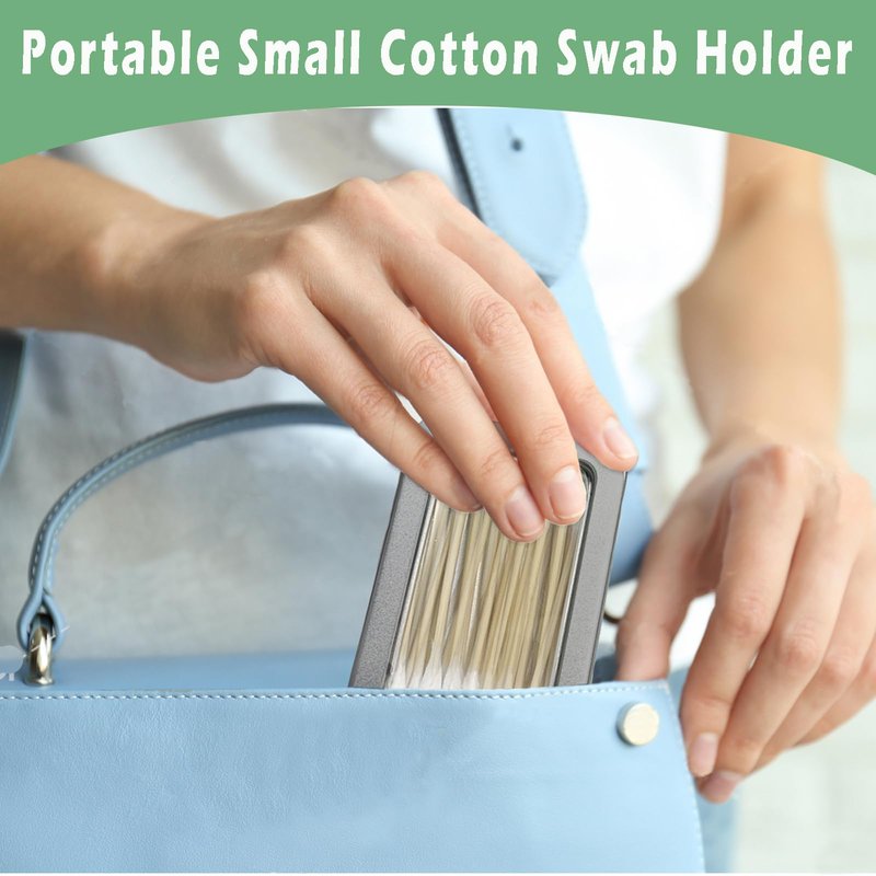 MatFirsmo Cotton Swab Holder for Travel, 2 Pcs Portable Small Dental Floss Holder Empty Metal Cotton Ball Holder, Travel Floss Picks Case with Dustproof Lid for Cotton Swabs Hair Ties Floss, Black